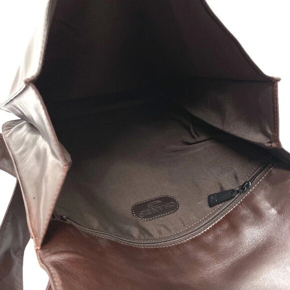 CHANEL Logo Sacosh Shoulder Bag Lambskin Leather Brown - Picture 9 of 13